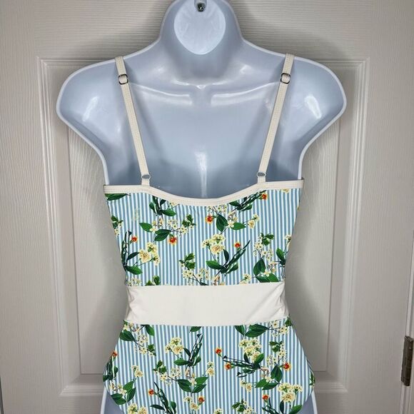 Dippin Daisy's Women's Multicolor Floral Striped‎ One Piece Swimsuit Medium NWT - Picture 5 of 13